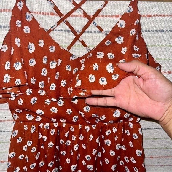 Xhilaration  NWOT Burned Orange Floral Dress - Picture 5 of 10
